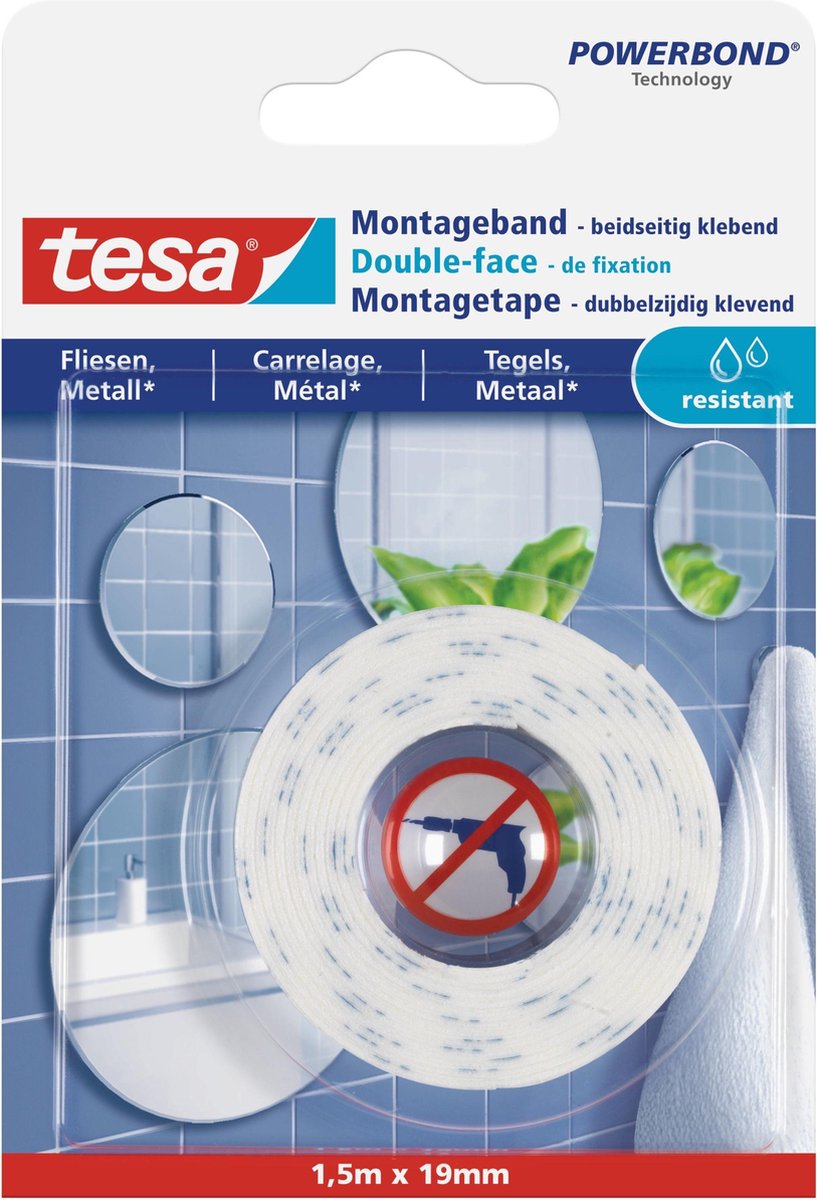 Tesa 77744-00000-00 Montagetape POWERBOND (l x b) 1500 mm x 19 mm 1.5 m - Wit