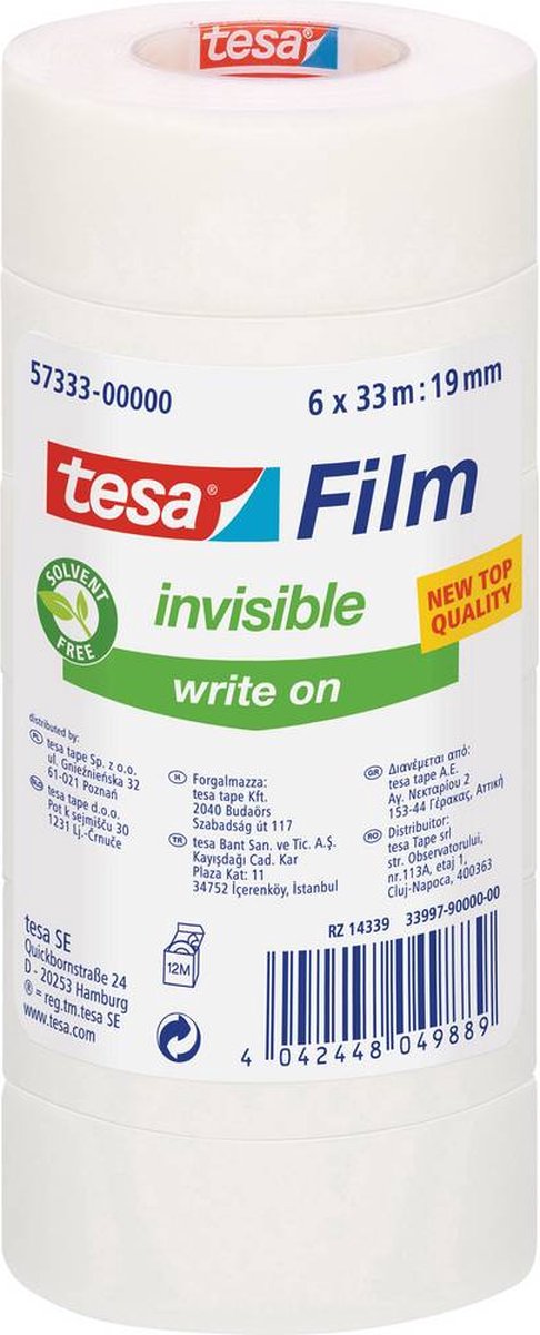 Tesa 57333-00-02 film film Mat (l x b) 33 m x 19 mm 6 stuk(s)