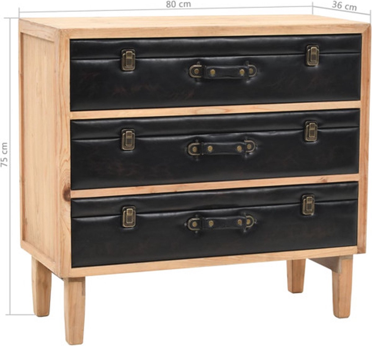 Vidaxl Ladekast 80x36x75 Cm Massief Vurenhout - Bruin