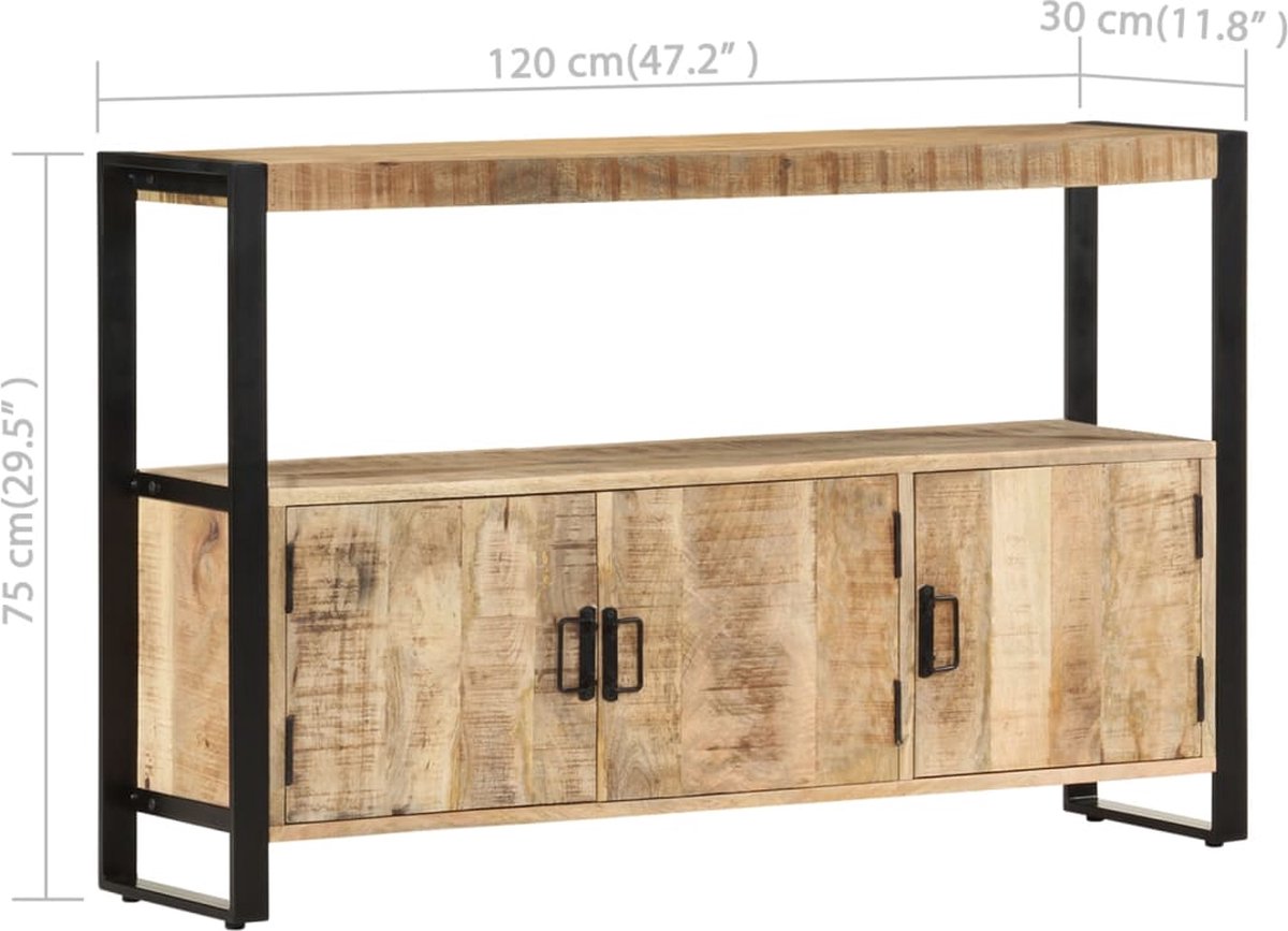 Vidaxl Bijzetkast 120x30x75 Cm Massief Mangohout - Bruin