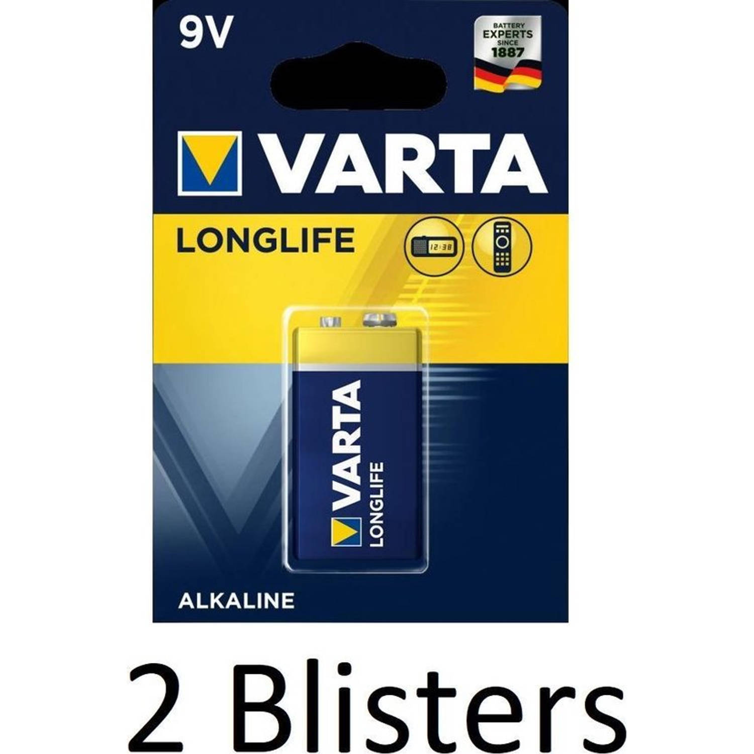 Varta 2 Stuks (2 Blisters A 1 St) Longlife Extra 9v-block