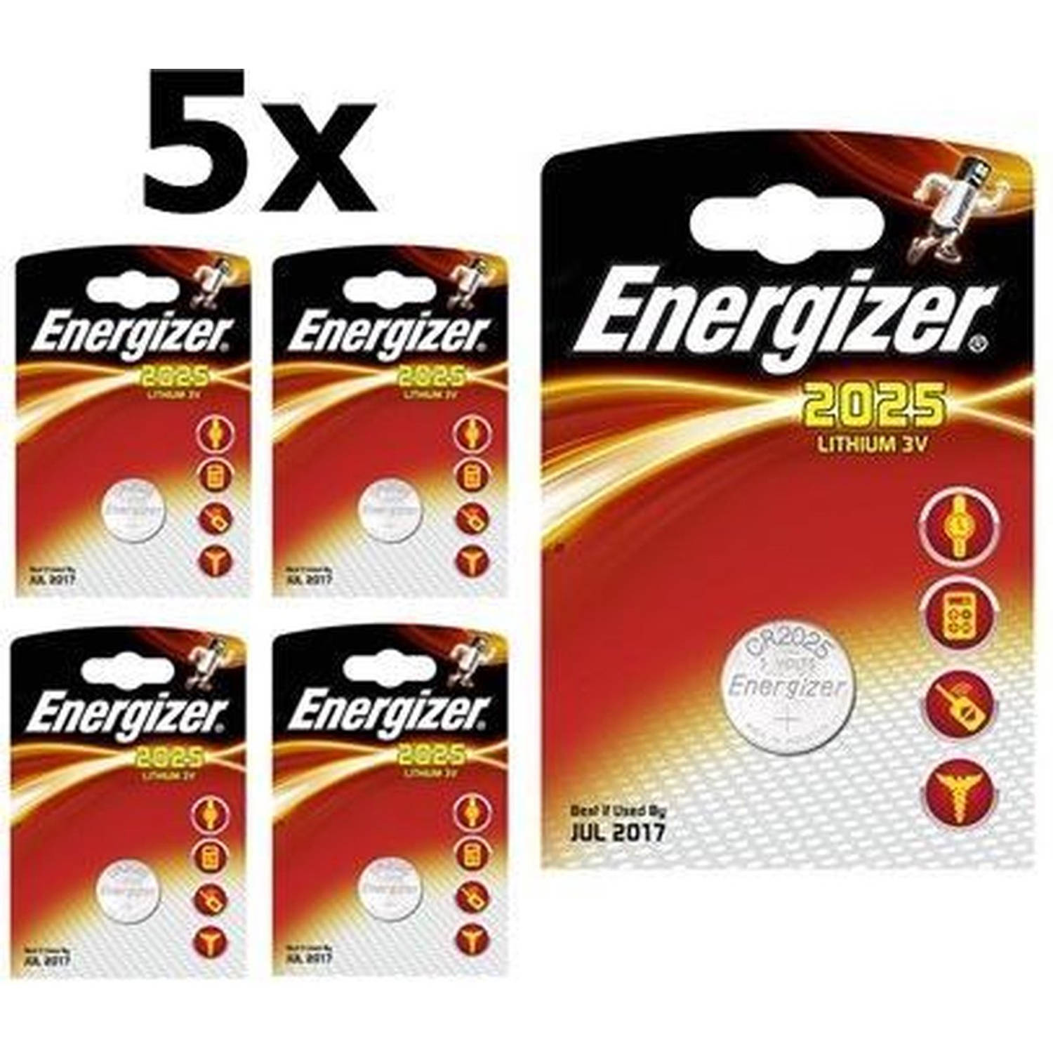 Energizer Cr2025 3v Lithium Knoopcel Batterij - 5 Stuks