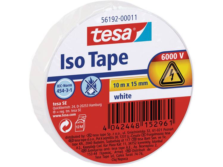 Tesa 56192-11-02 Isolatietape (l x b) 10 m x 15 mm 10 m - Wit