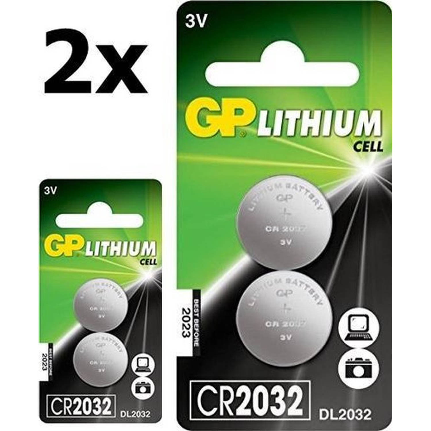 GP 4 Stuks (2 Blister A 2st) Cr2032 210mah 3v Lithium Batterij