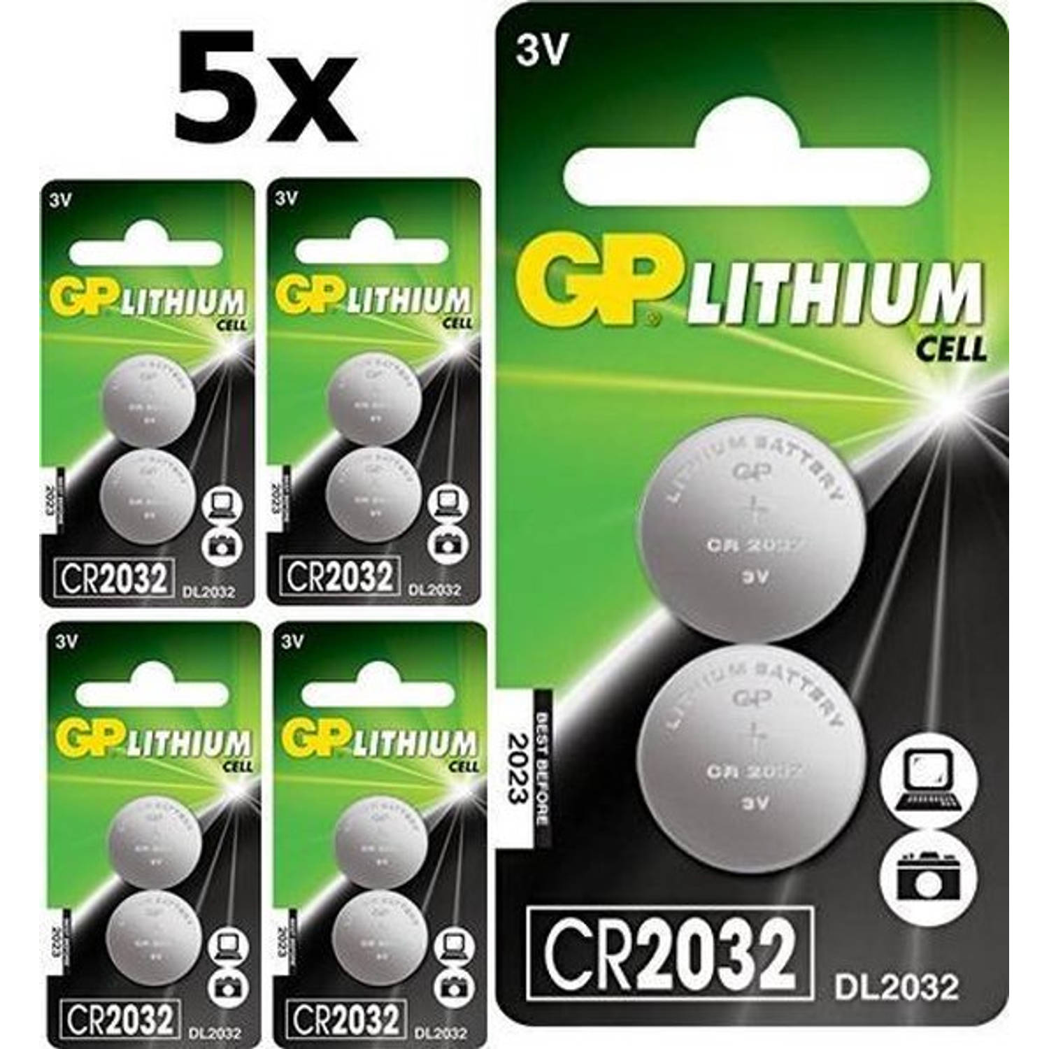 GP 10 Stuks (5 Blister A 2st) Cr2032 210mah 3v Lithium Batterij