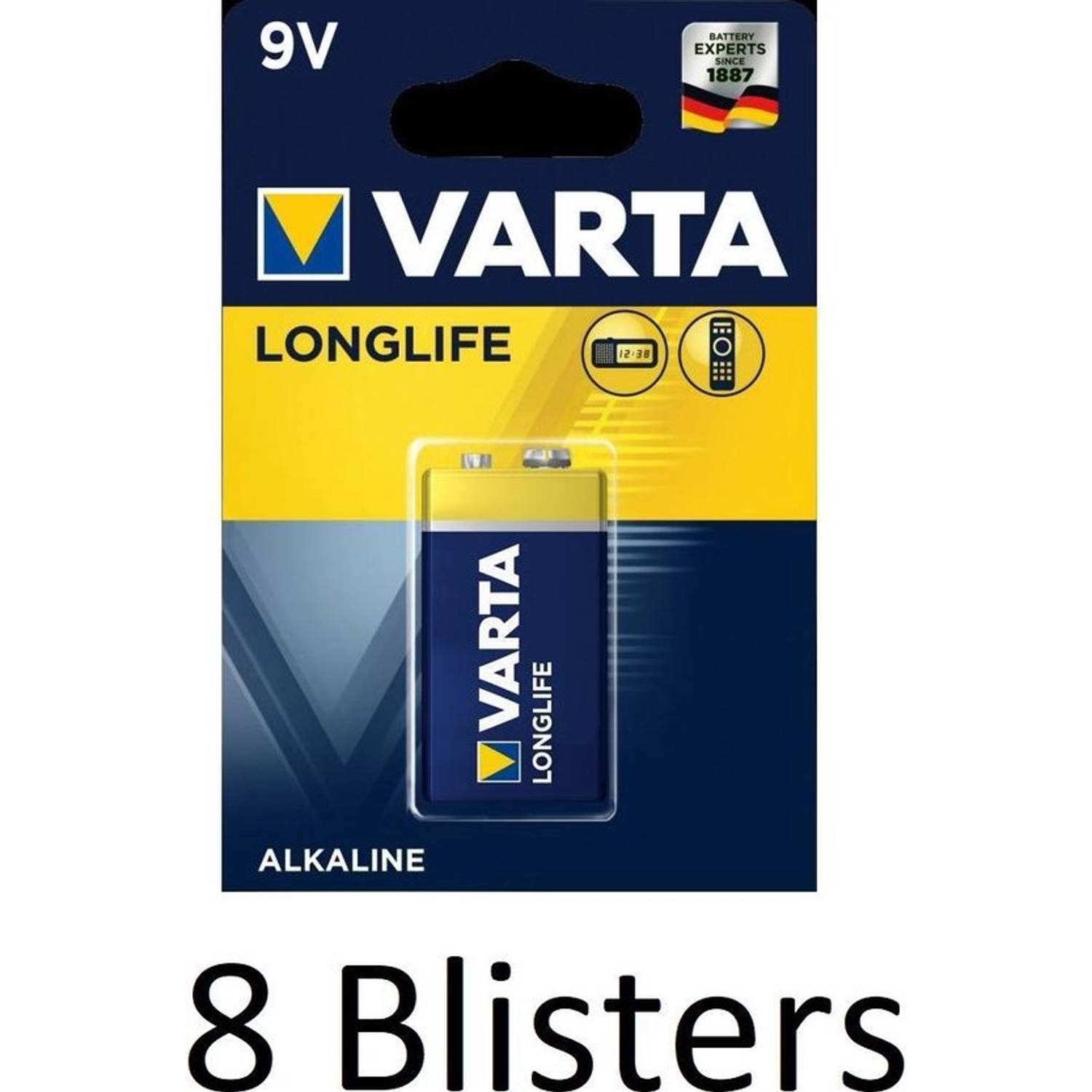 Varta 8 Stuks (8 Blisters A 1 St) Longlife Extra 9v-block