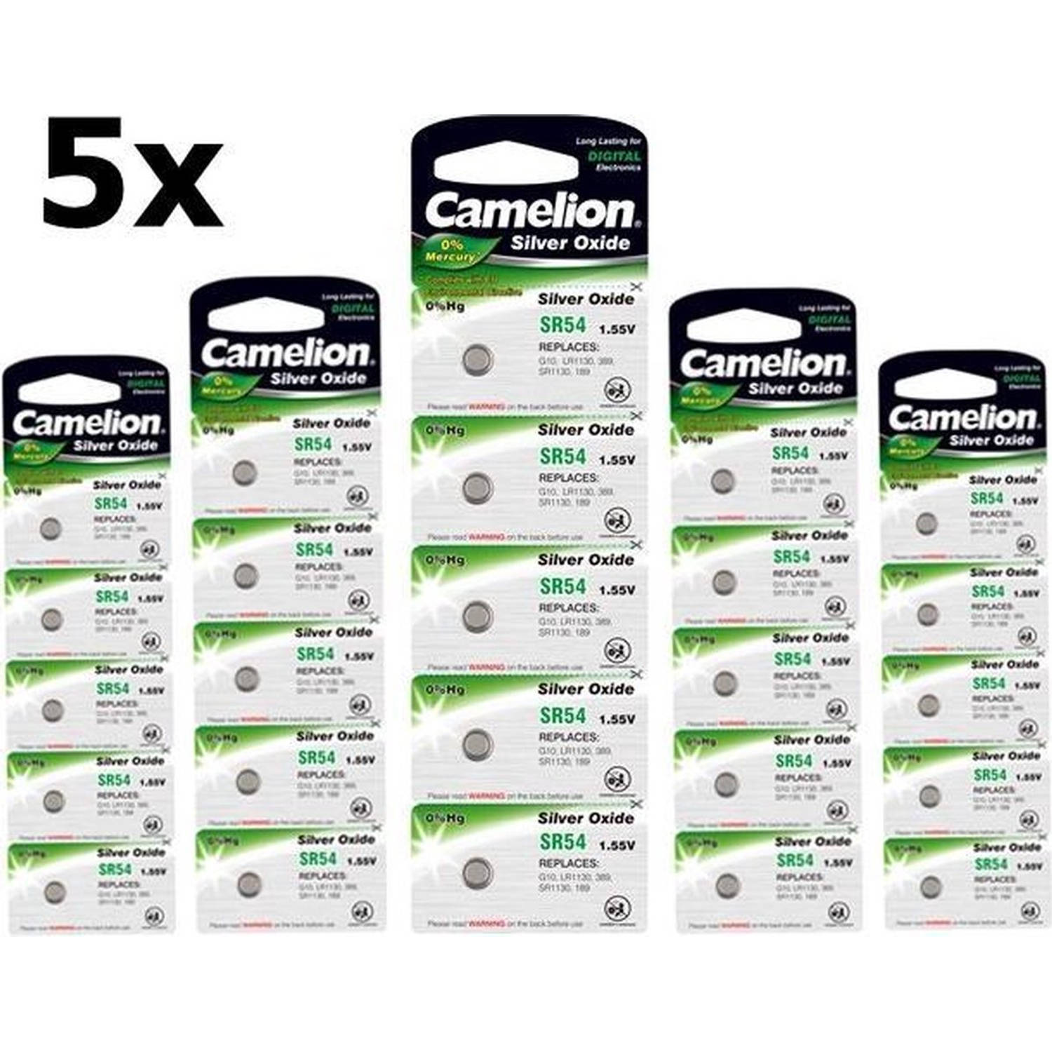 Camelion 25 Stuks (5 Blisters A 5st) - Silver Oxide Sr54w/389 1.55v Knoopcel Batterij