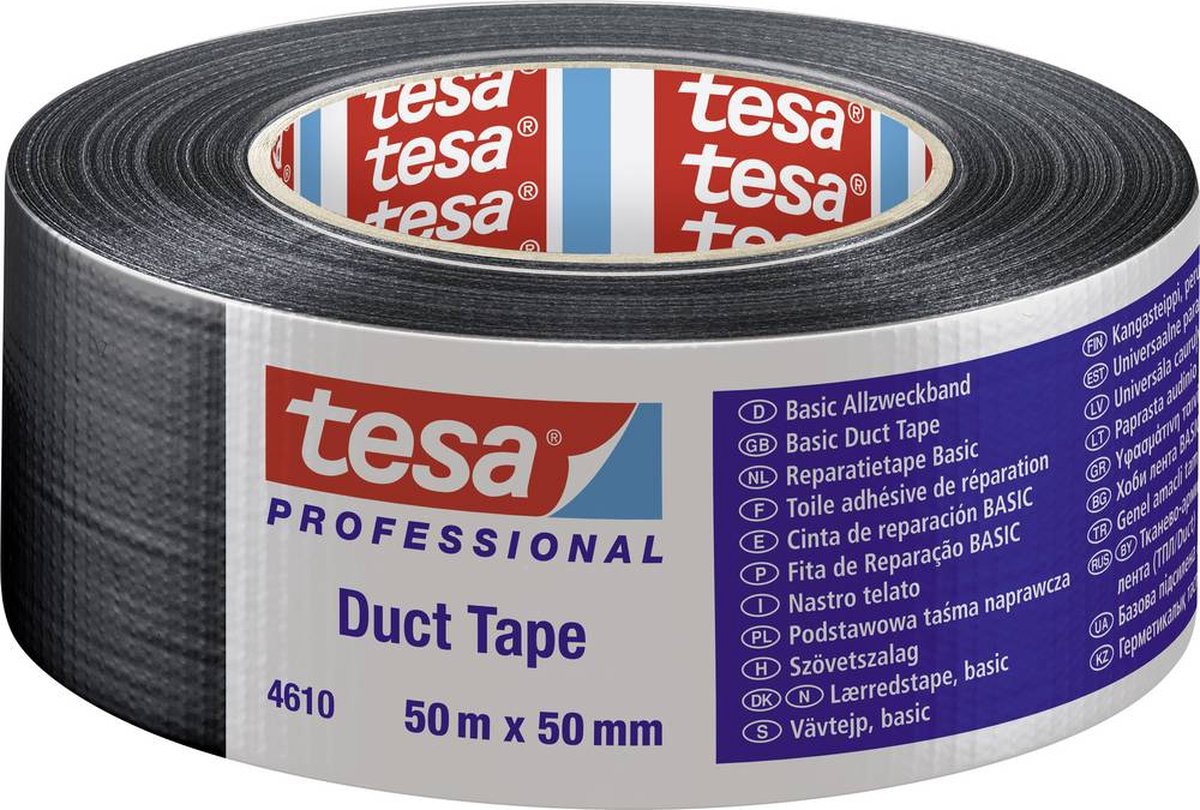 Tesa 04610-00004-00 Textieltape Duct tape (l x b) 50 m x 50 mm 50 m - Zwart