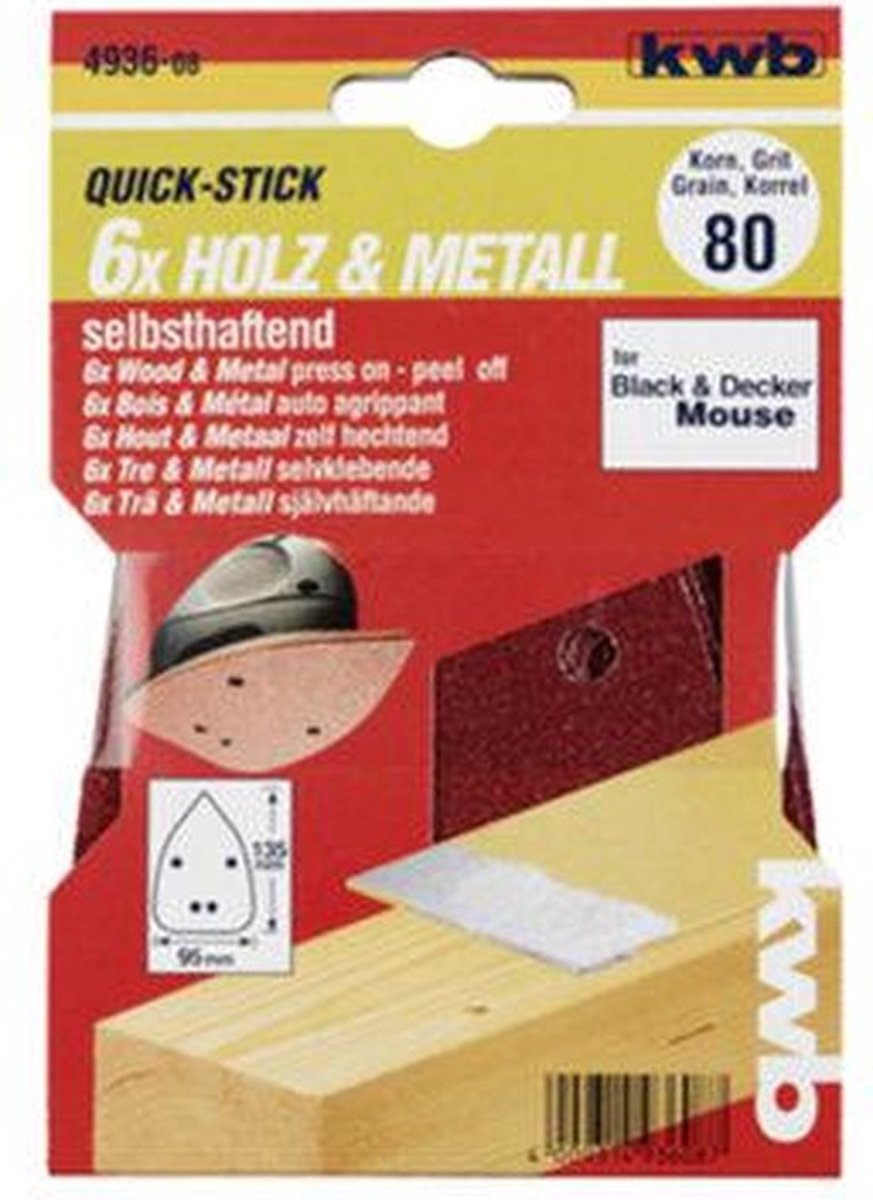 kwb Schuurdriehoeken, Hout & Metaal. 97 X 135 Mm K80