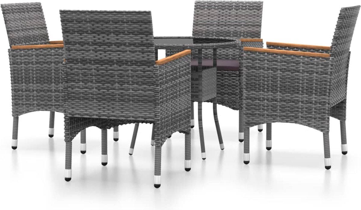 Vidaxl 5-delige Tuinset Poly Rattan - Grijs