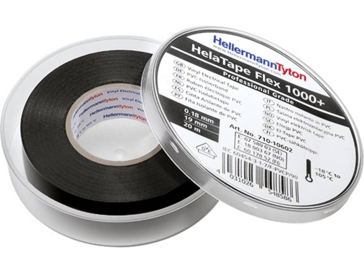 HellermannTyton HelaTape Flex 1000+ 710-10601 Isolatietape-set HelaTape Flex 1000+ (l x b) 20 m x 19 mm 10 stuk(s) - Zwart