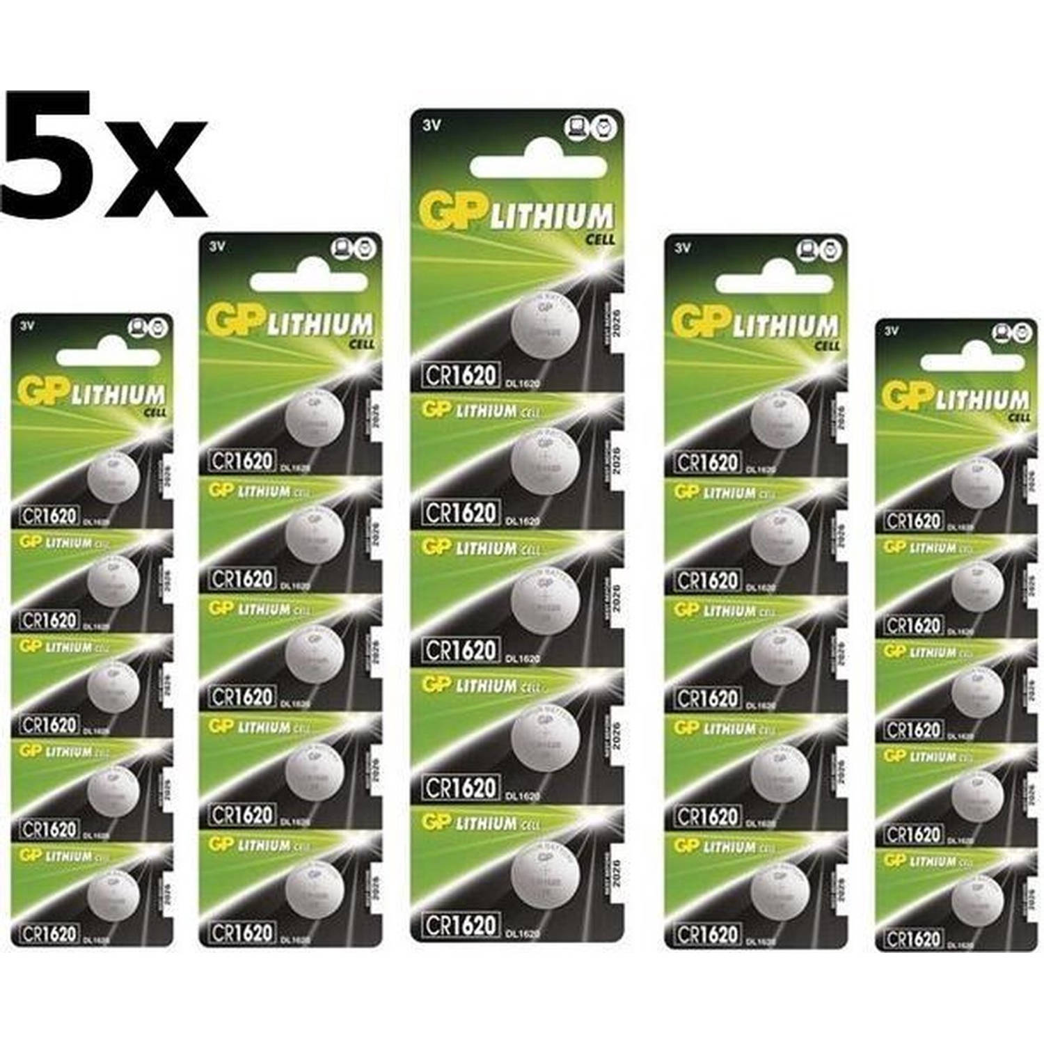 GP 25 Stuks (5 Blister A 5st) Cr1620 3v Lithium Knoopcelbatterij