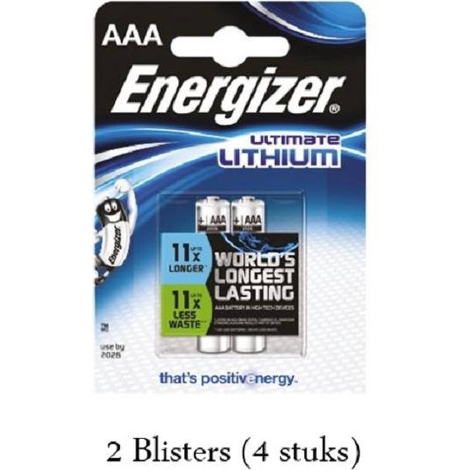 Energizer 4 Stuks (2 Blisters A 2 Stuks) Aaa Ultimate Lithium 1.5v Micro Lr03/fr3