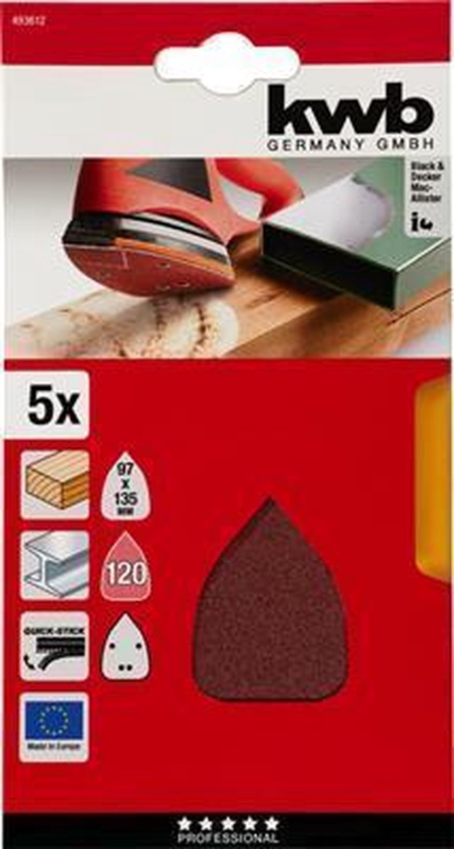 kwb Schuurdriehoeken, Hout & Metaal. 97 X 135 Mm K120