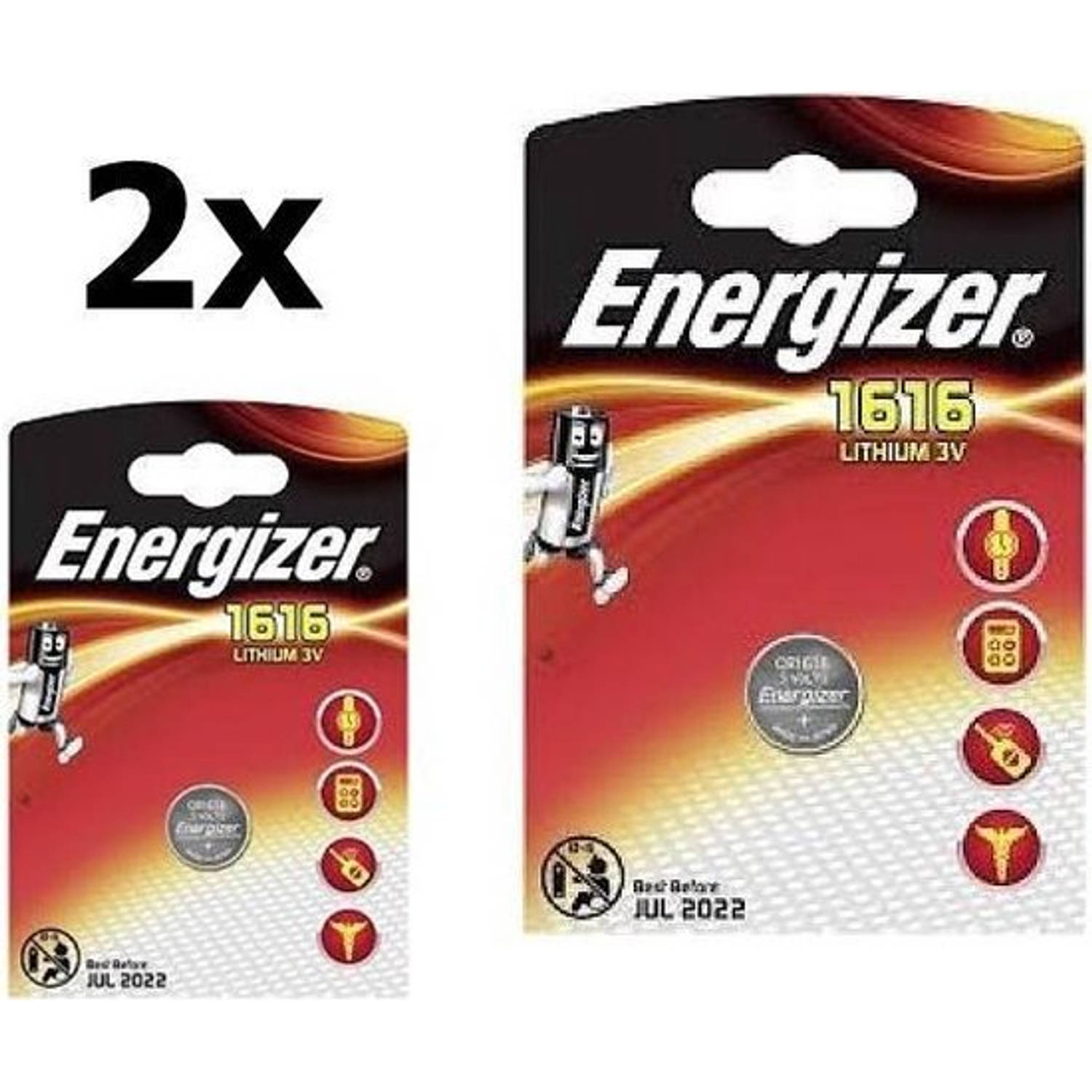 Energizer 2 Stuks Cr1616 3v Lithium Knoopcelbatterij