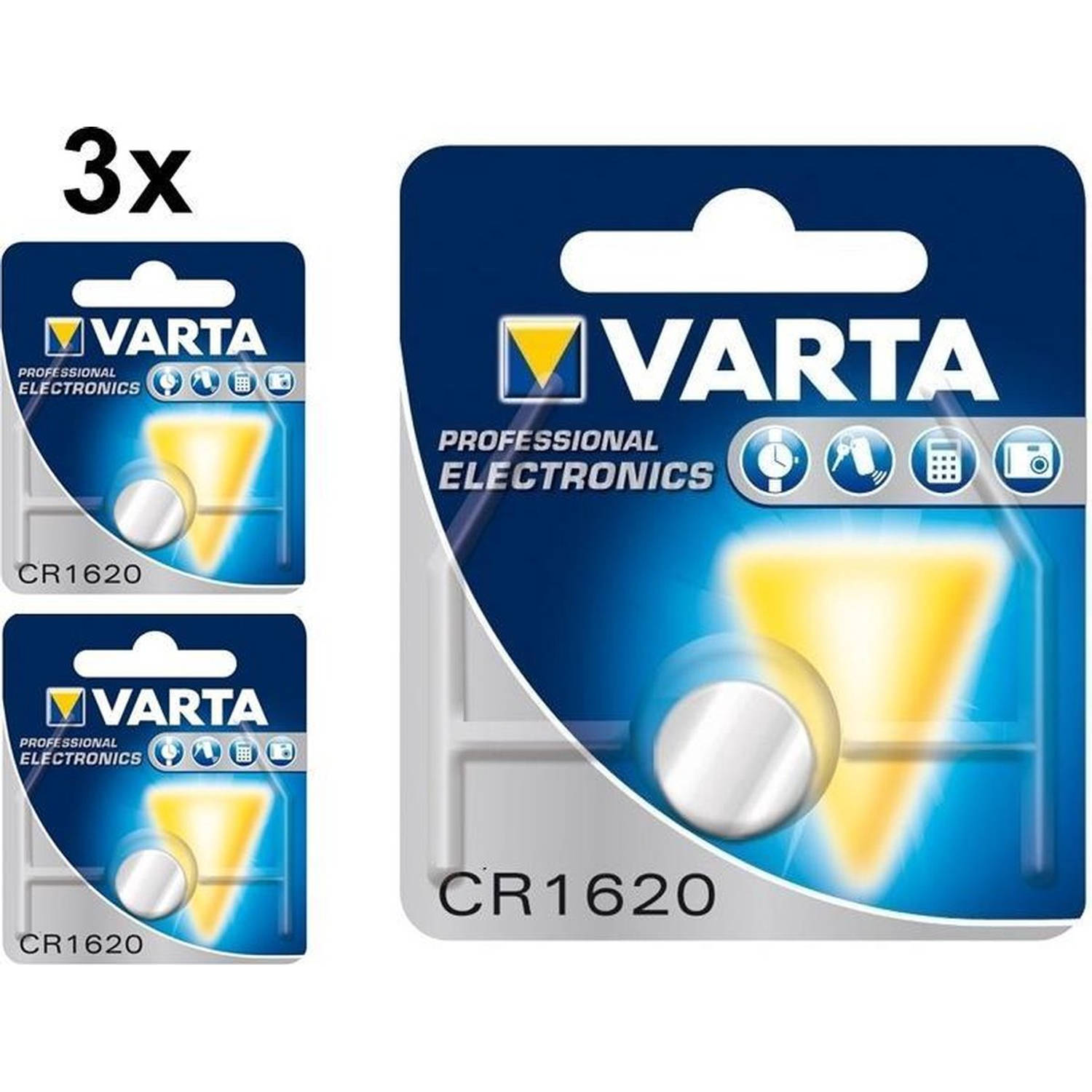 Varta 3 Stuks - Professional Electronics Cr1620 6620 70mah 3v Knoopcelbatterij