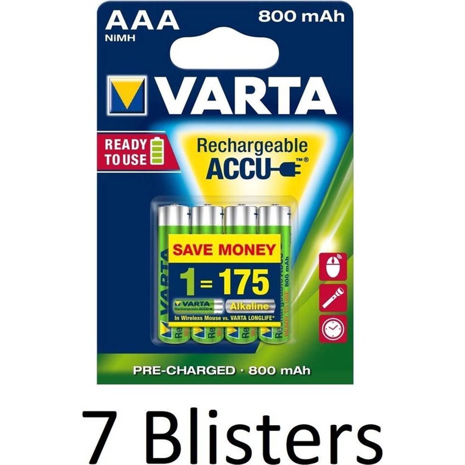 Varta 28 Stuks (7 Blisters A 4 St) Aaa Oplaadbare Batterijen - 800mah