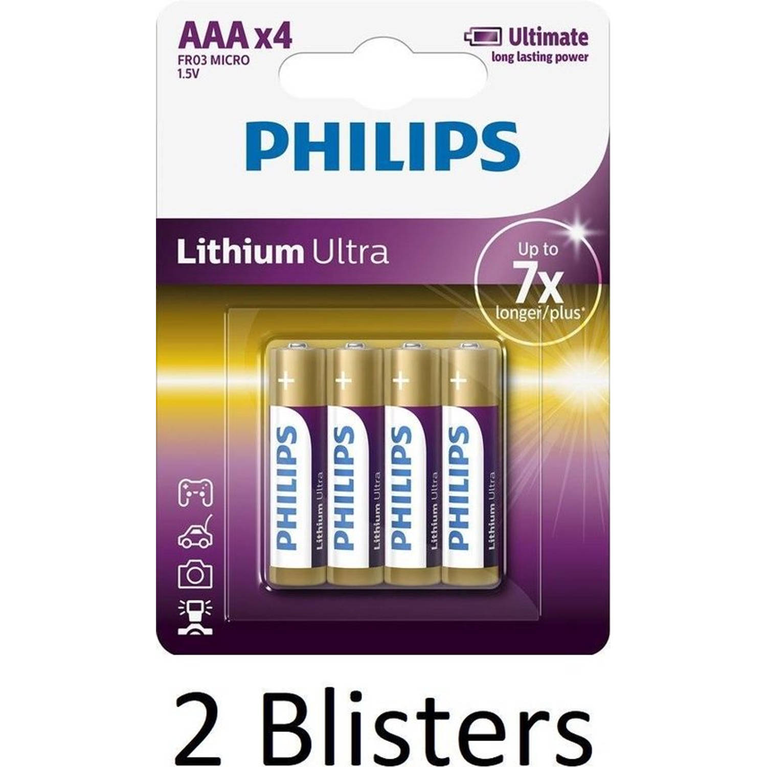 Philips 8 Stuks (2 Blisters A 4 St) Aaa Lithium Ultra Batterijen