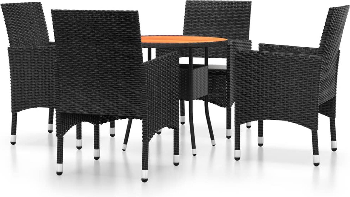 Vidaxl 5-delige Tuinset Poly Rattan - Zwart