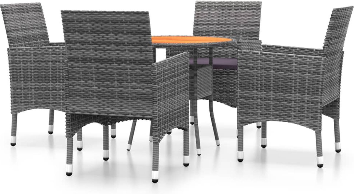 Vidaxl 5-delige Tuinset Poly Rattan - Gris