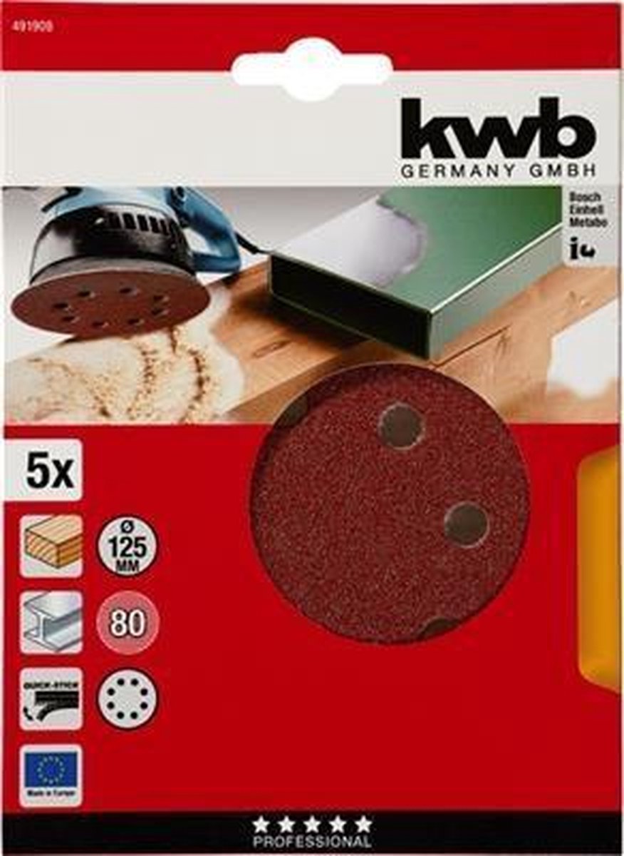 kwb Schuurschijven 125 Mm K80 - Set A 5