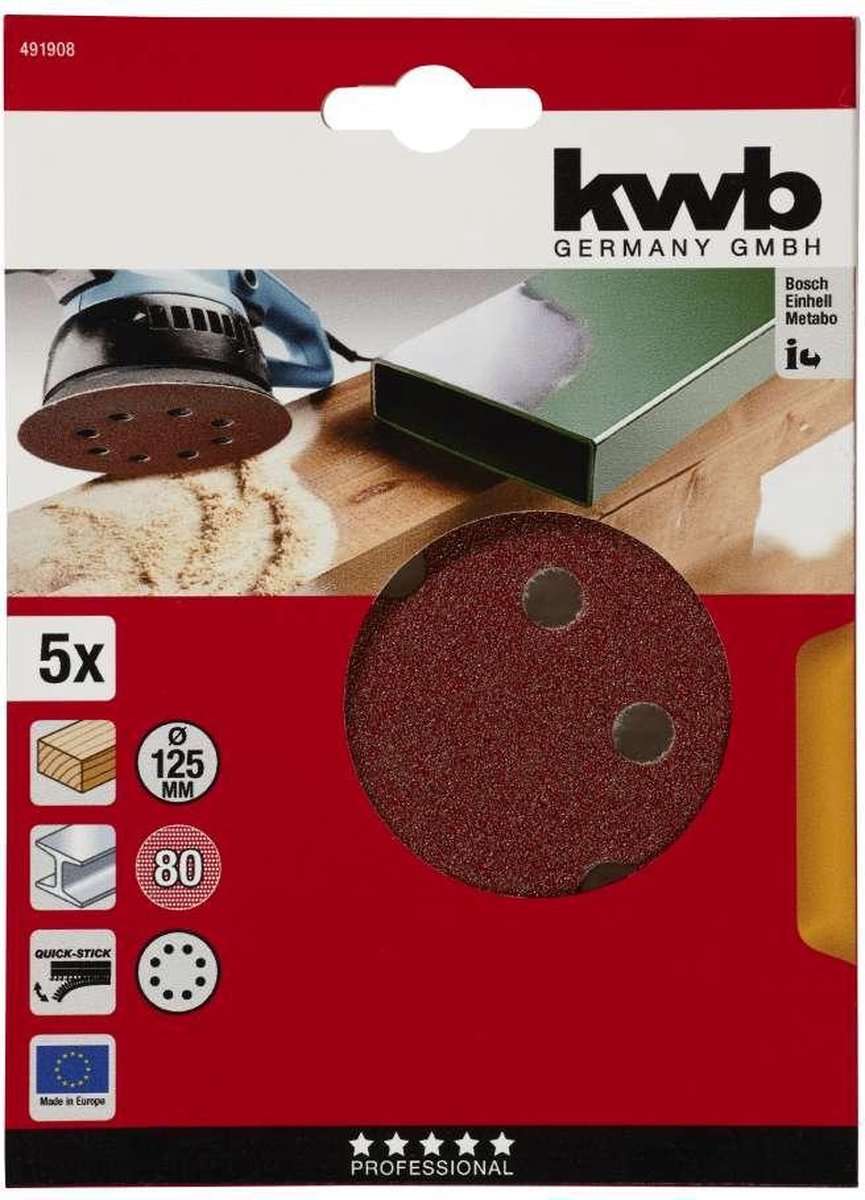 kwb Schuurschijven 125 Mm K80 - Set A 5