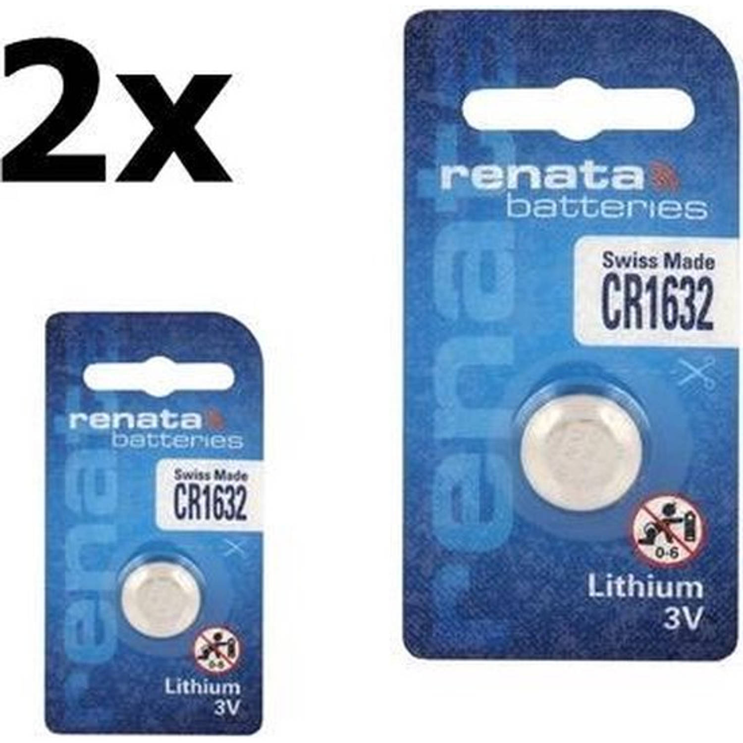 2 Stuks Renata Cr1632 137mah 3v Lithium Knoopcel Batterij