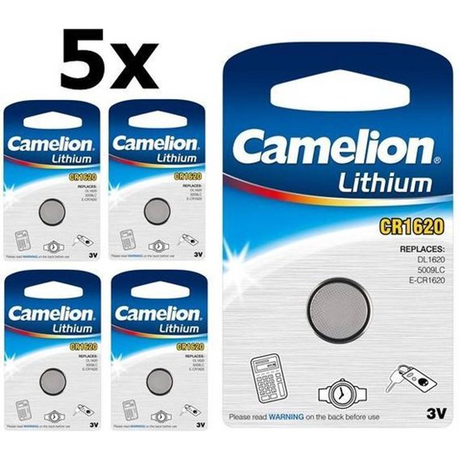 Camelion 5 Stuks Cr1620 3v Lithium Knoopcelbatterij