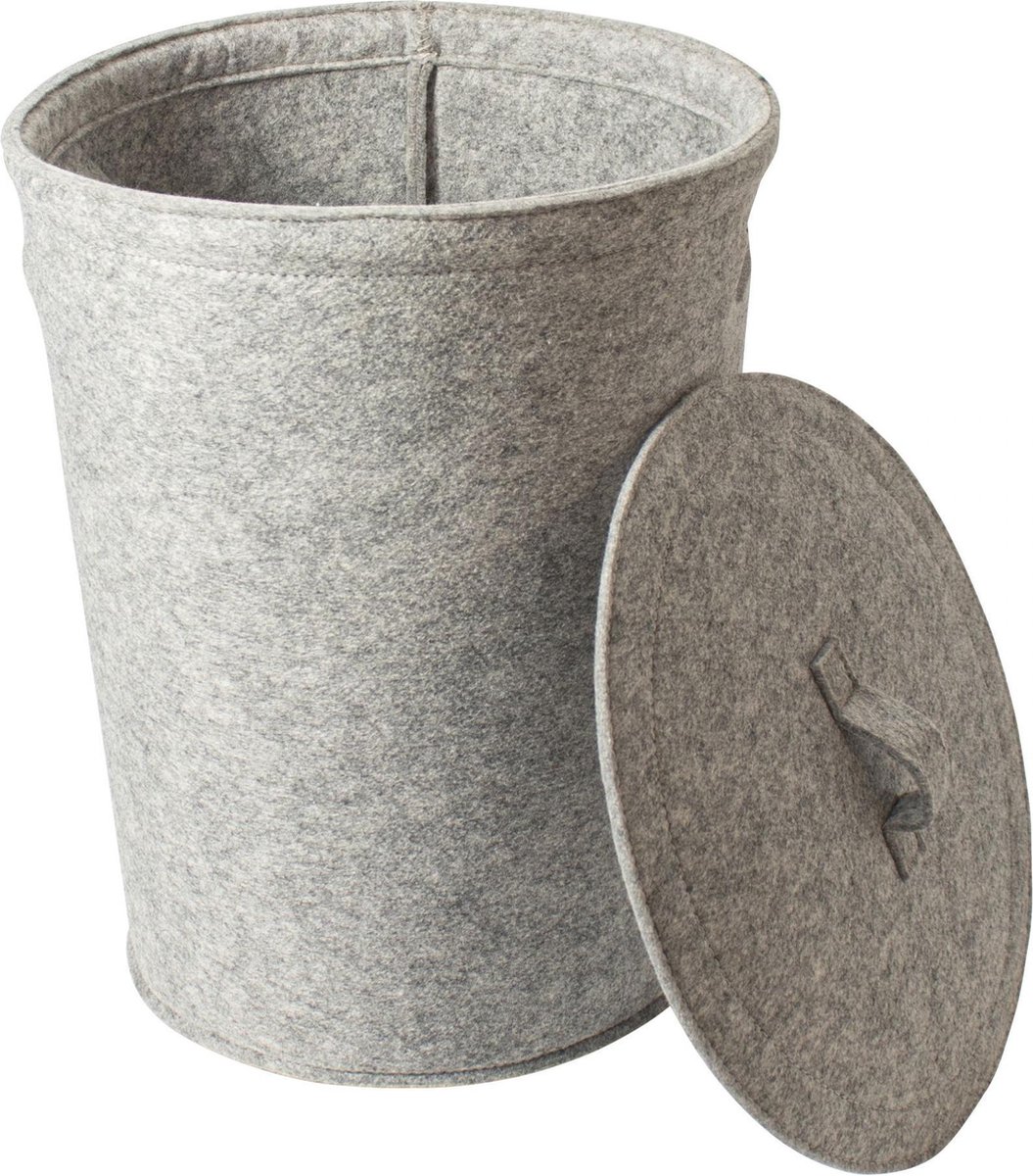 Gusta Opbergmand Vilt Met Deksel ø31x38cm - Grijs