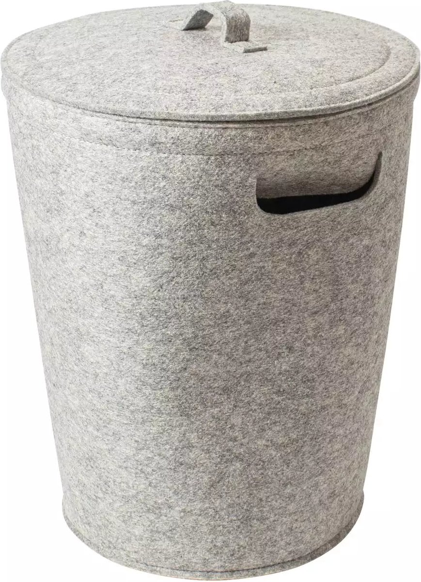 Gusta Opbergmand Vilt Met Deksel ø31x38cm - Grijs