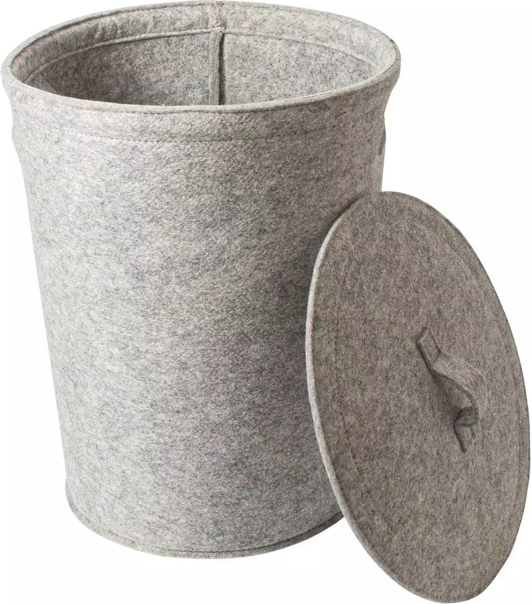 Gusta Opbergmand Vilt Met Deksel ø31x38cm - Grijs