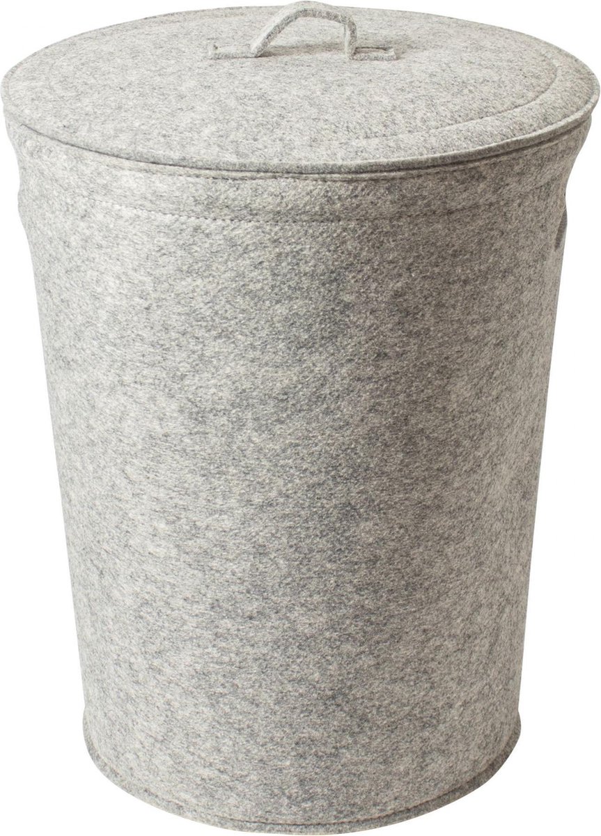 Gusta Opbergmand Vilt Met Deksel ø31x38cm - Grijs