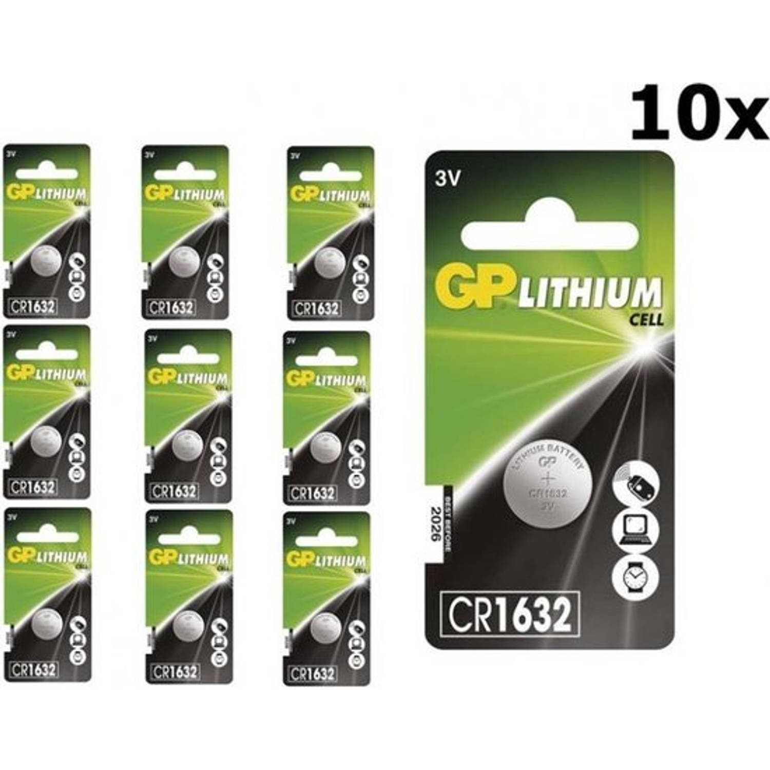 GP 10 Stuks (10 Blister A 1st) Cr1632 125mah 3v Lithium Knoopcel Batterij