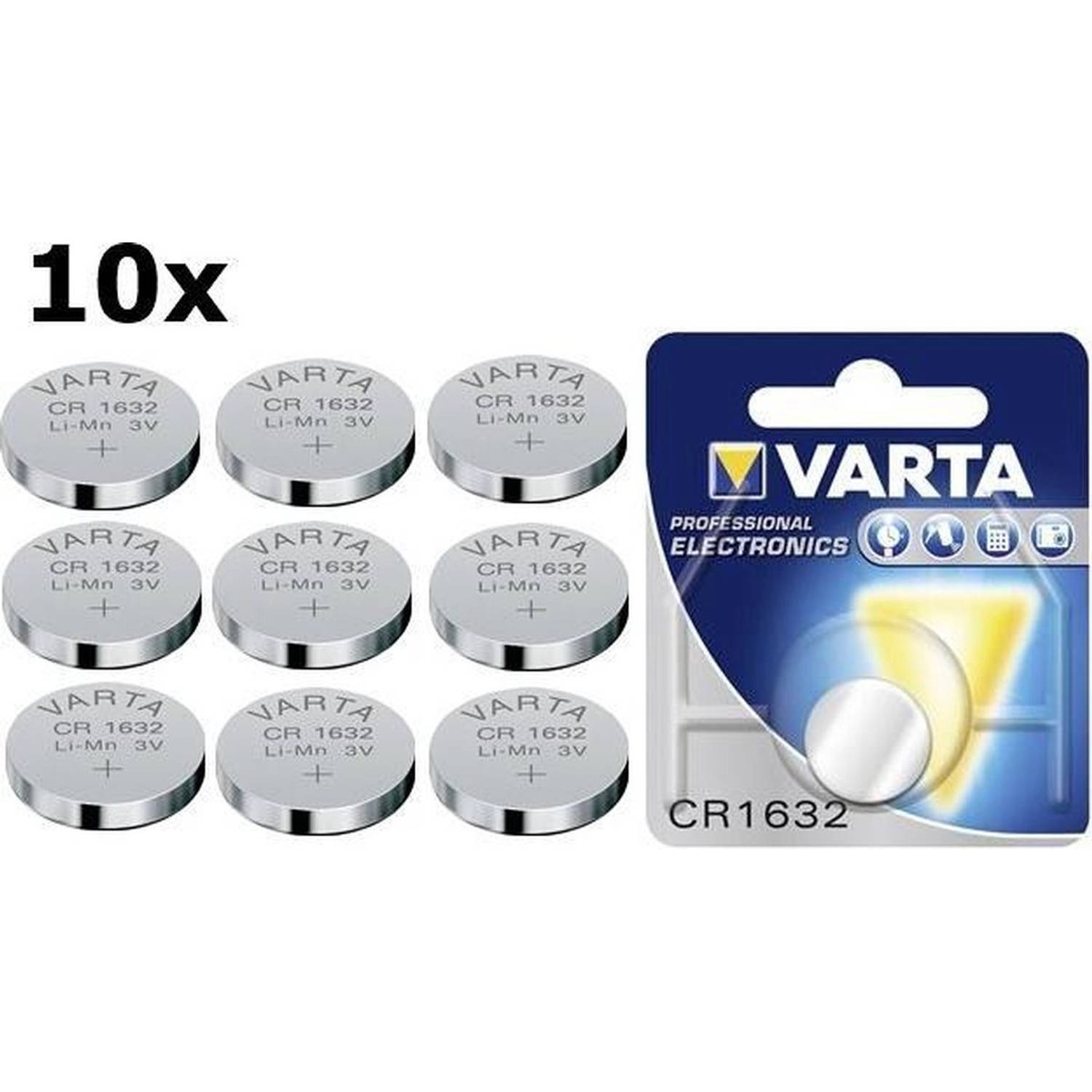 Varta 10 Stuks Cr1632 140mah 3v Lithium Knoopcel Batterij