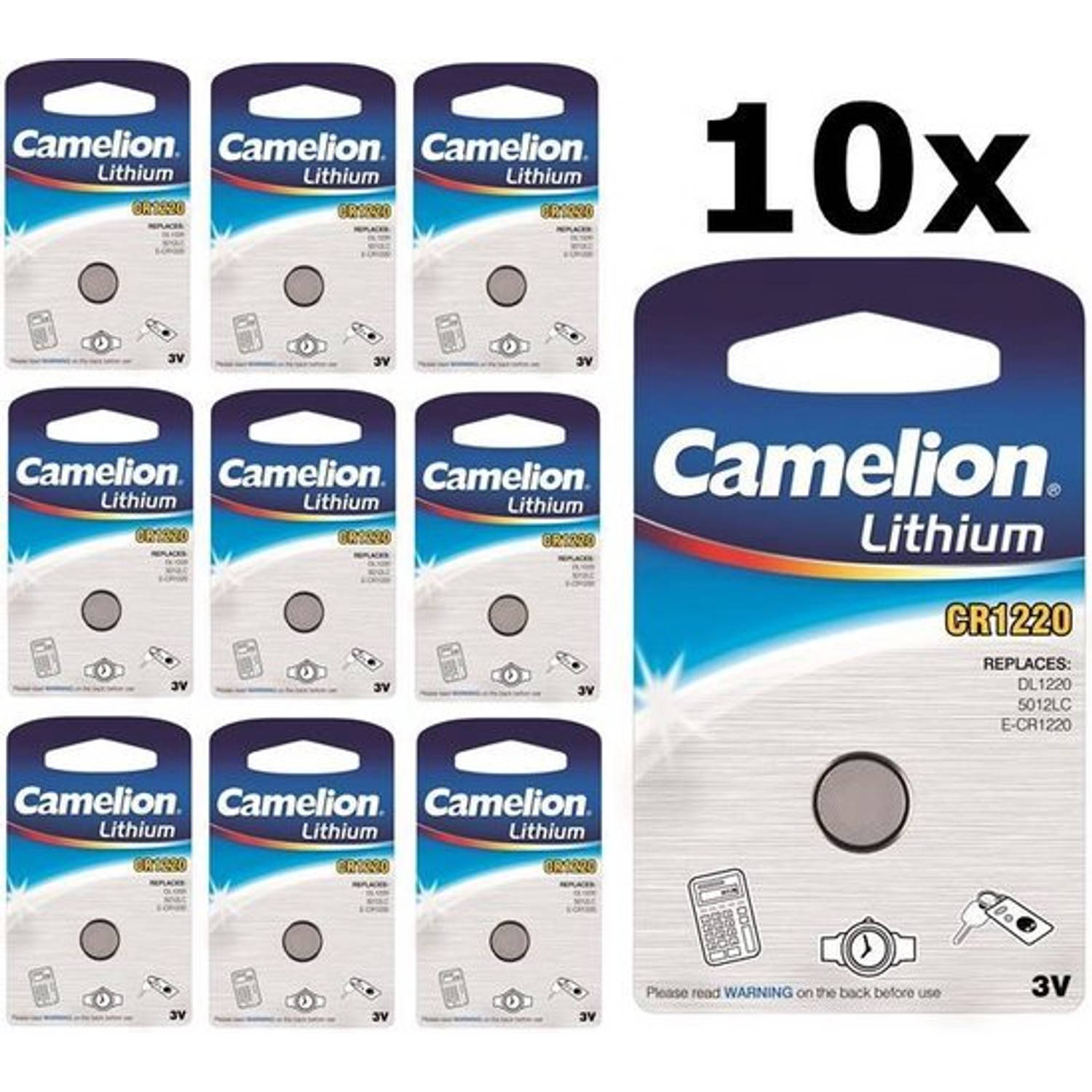 Camelion 10 Stuks (10 Blister A 10st) Cr1220 3v 40mah Lithium Knoopcelbatterij