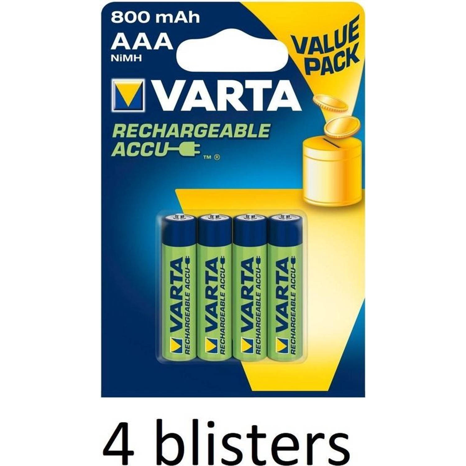 Varta 16 Stuks (4 Blisters A 4 Stuks) Rechargeable Accu Aaa 800 Mah