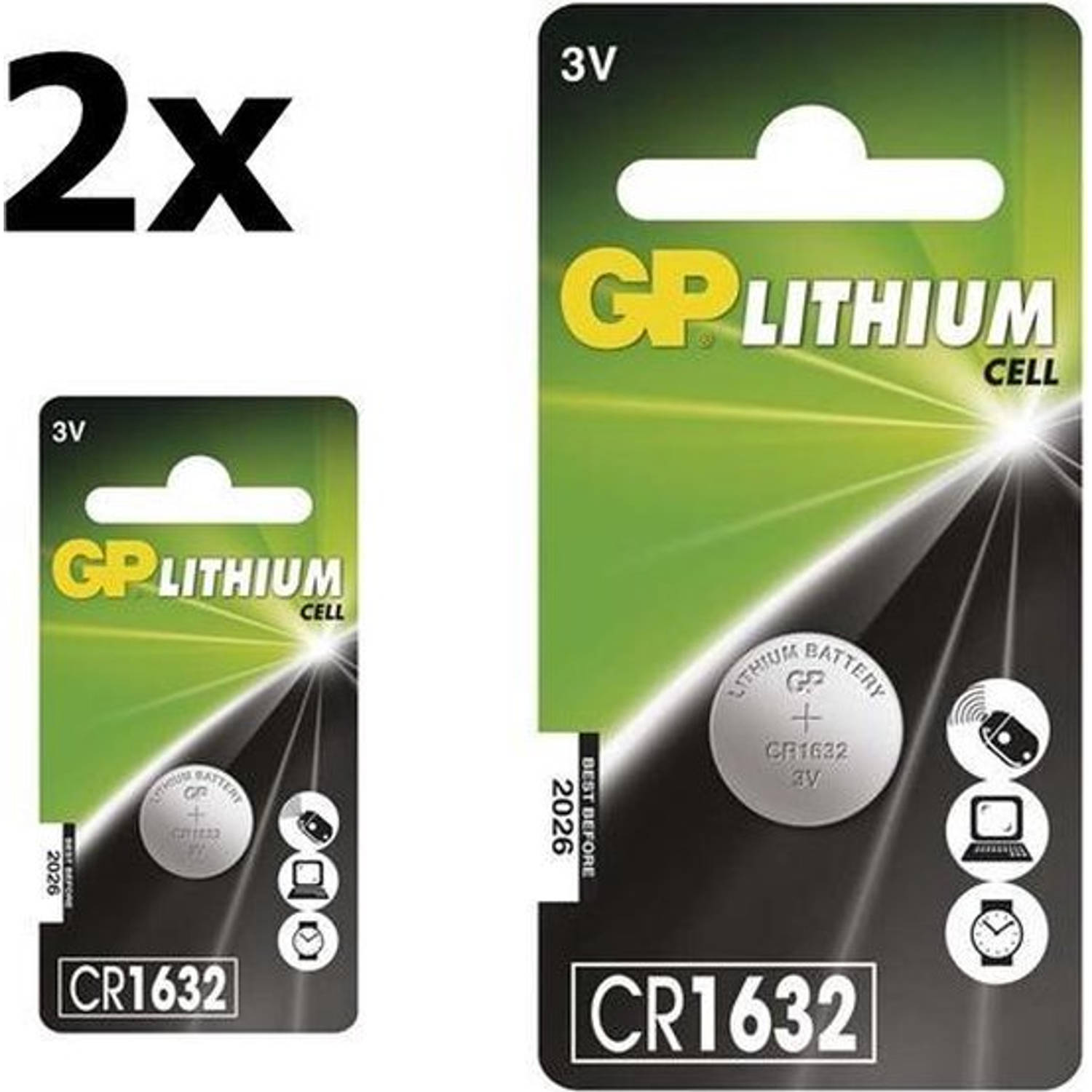 GP 2 Stuks (2 Blister ) Cr1632 125mah 3v Lithium Knoopcel Batterij