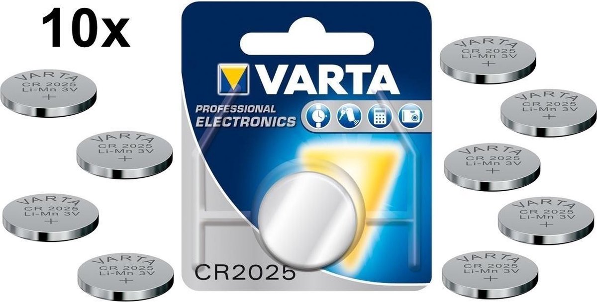 Varta Professional Electronics Cr2025 6025 3v 170mah Knoopcel Batterij - 10 Stuks