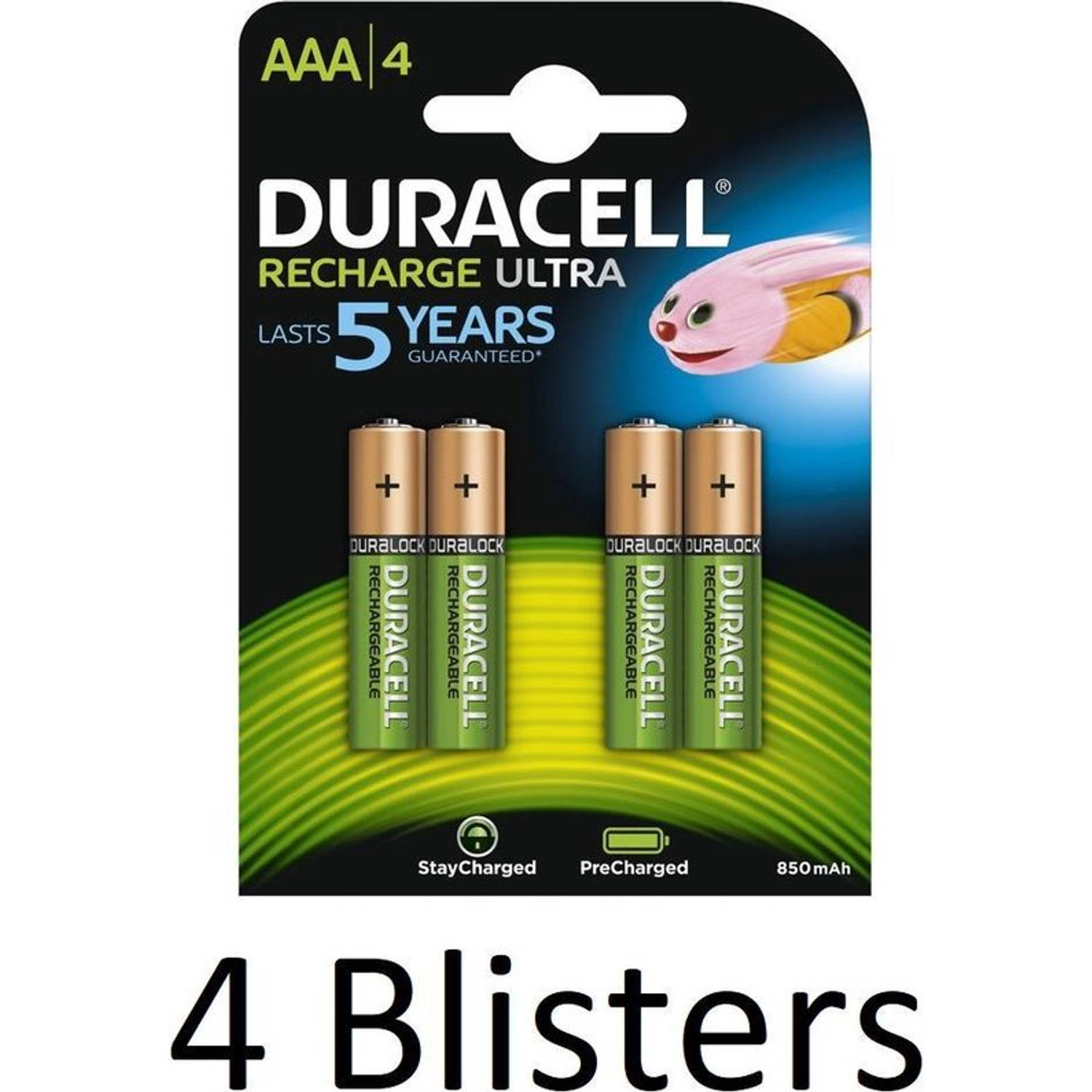 Duracell 16 Stuks (4 Blisters A 4 St) Aaa Oplaadbare Batterijen - 800 Mah