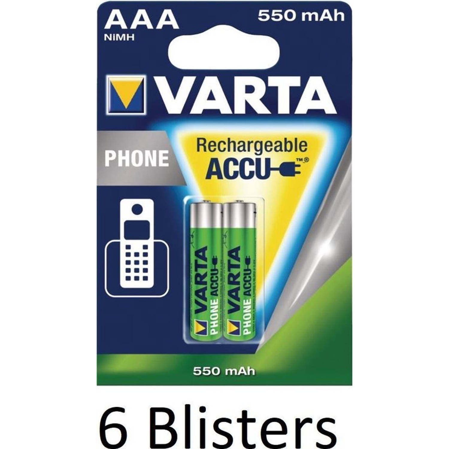 Varta 12 Stuks (6 Blisters A 2 St) Oplaadbare Batterijen Aaa, 550 Mah