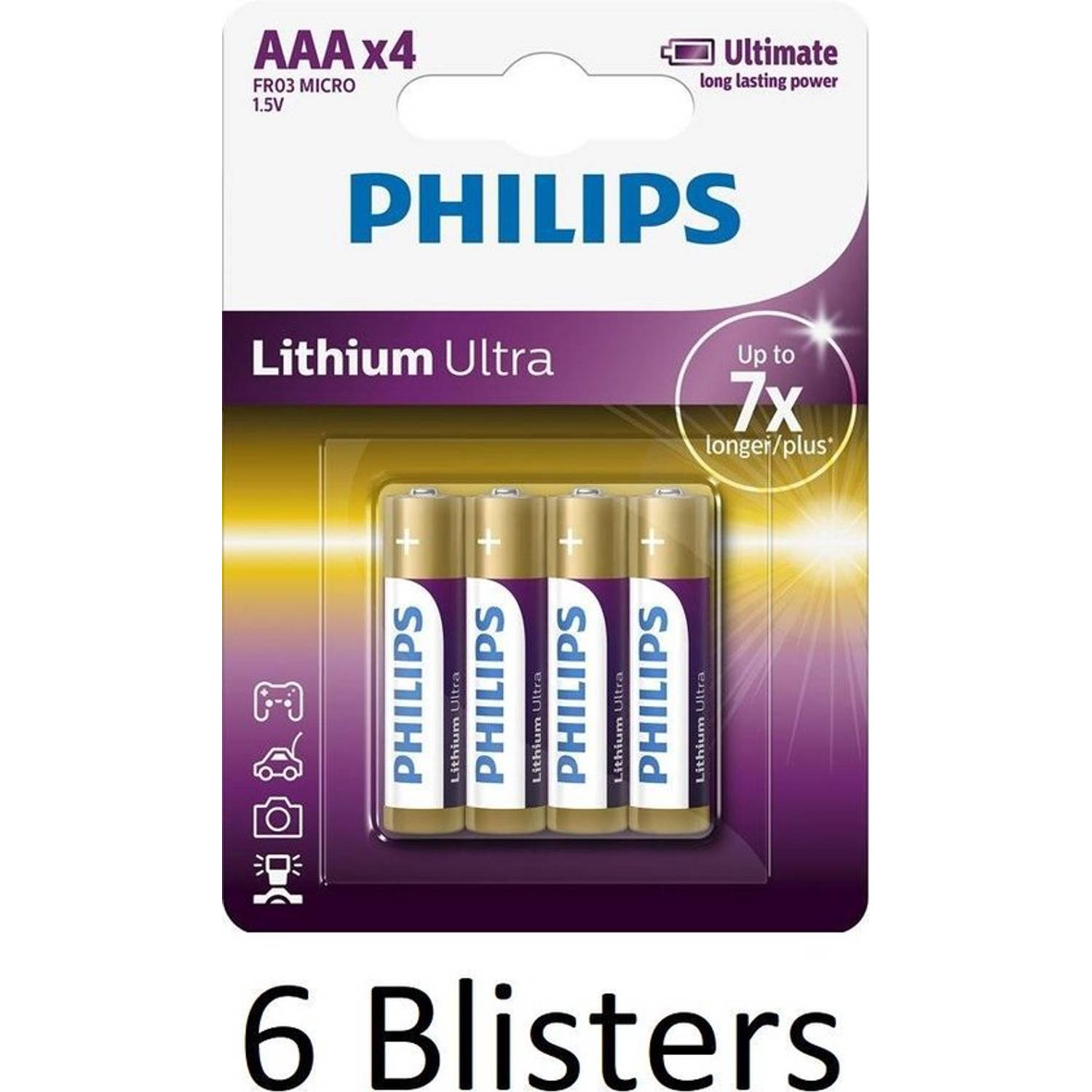 Philips 24 Stuks (6 Blisters A 4 St) Aaa Lithium Ultra Batterijen