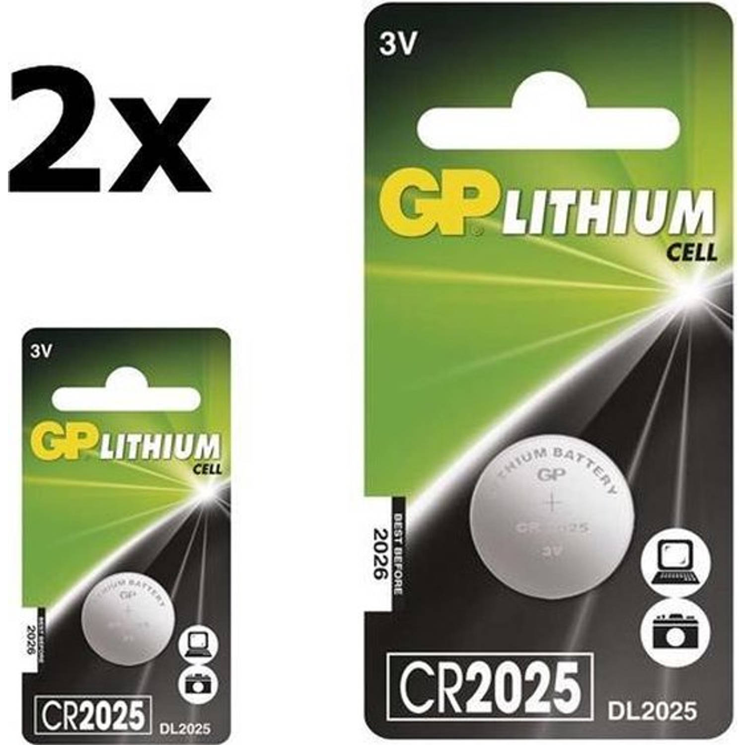 GP 2 Stuks (2 Blister A 1st) Cr2025 3v Lithium Knoopcel Batterij