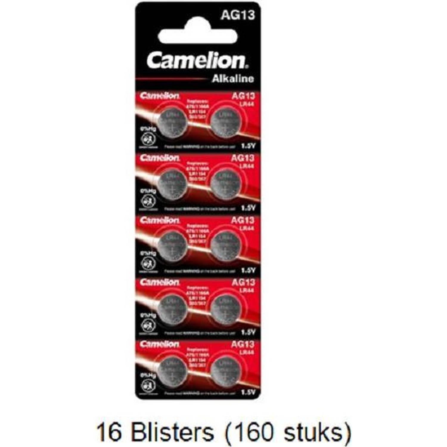 Camelion 160 Stuks (16 Blisters A 10 Stuks) Alkaline Lr44 Ag13 1.5v 0% Mecury