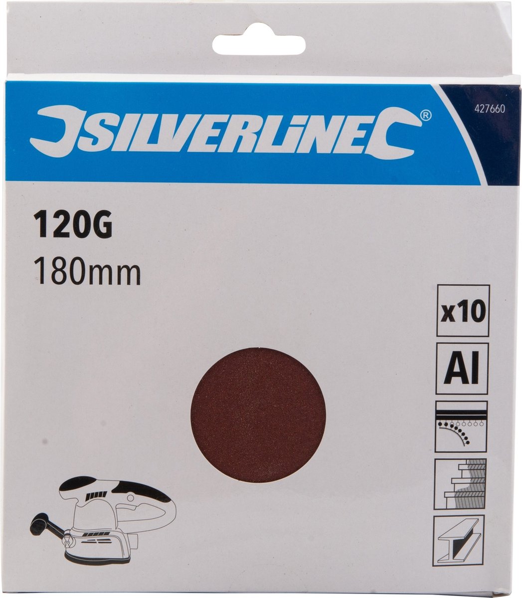 Silverline Schuurschijf 180mm K120 - 10 Stuks