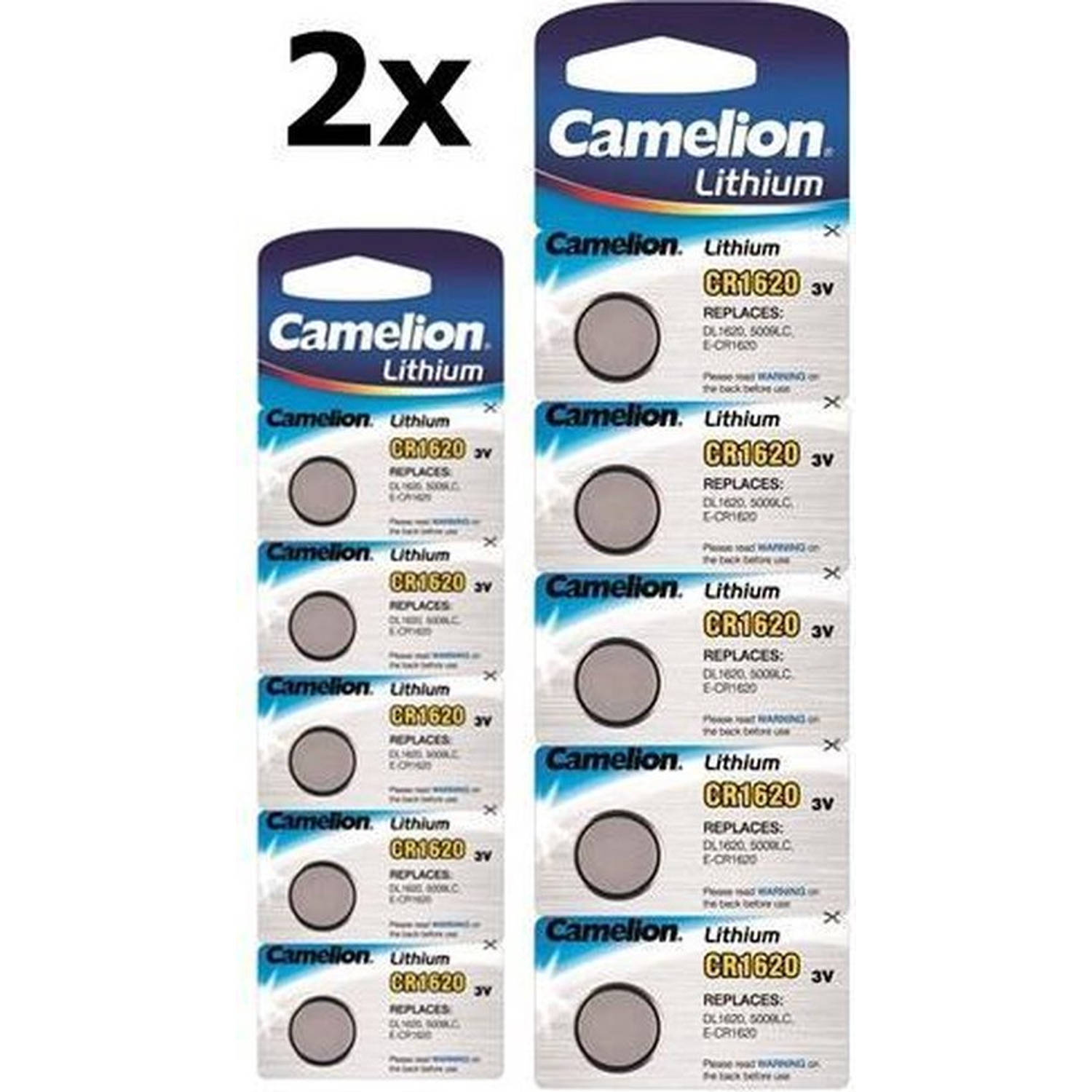 Camelion 10 Stuks (2 Blister A 5st) Cr1620 3v Lithium Knoopcelbatterij