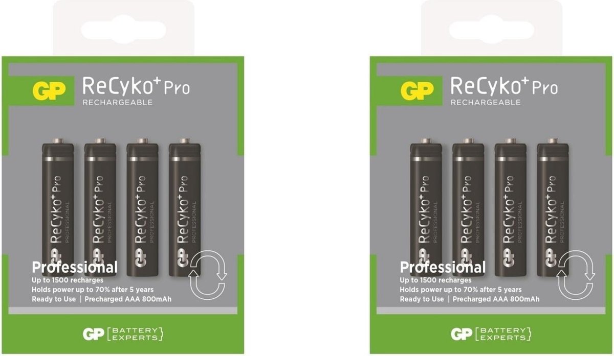 GP 8 Stuks (2 Blisters) - R03/aaa Recyko+ Pro Professional 800mah Oplaadbaar