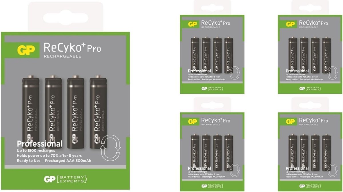 GP 20 Stuks (5 Blisters) - R03/aaa Recyko+ Pro Professional 800mah Oplaadbaar