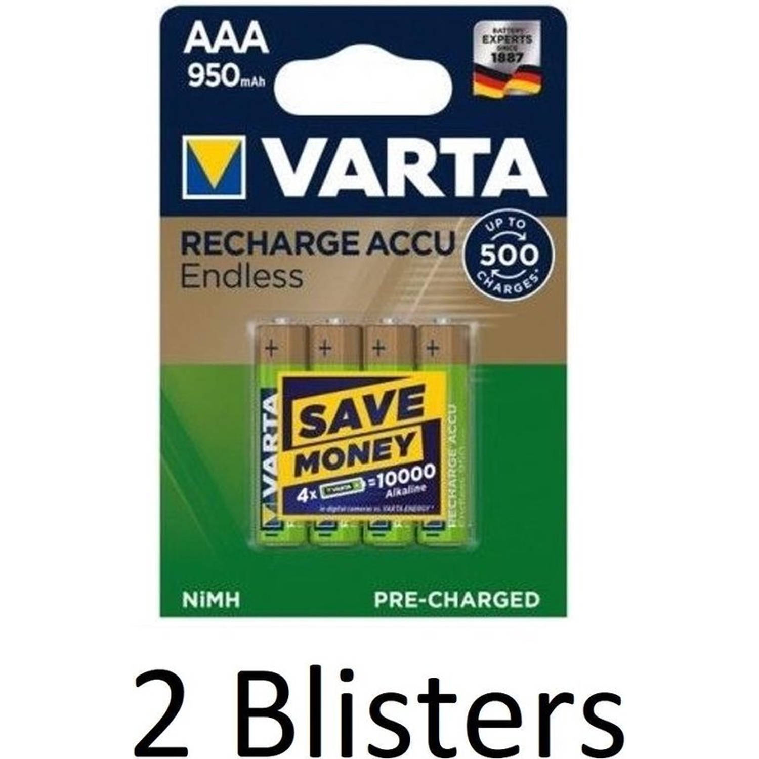 Varta 12 Stuks (3 Blisters A 4 St) Recharge Accu Recycled Aaa Oplaadbare Batterijen 800 Mah