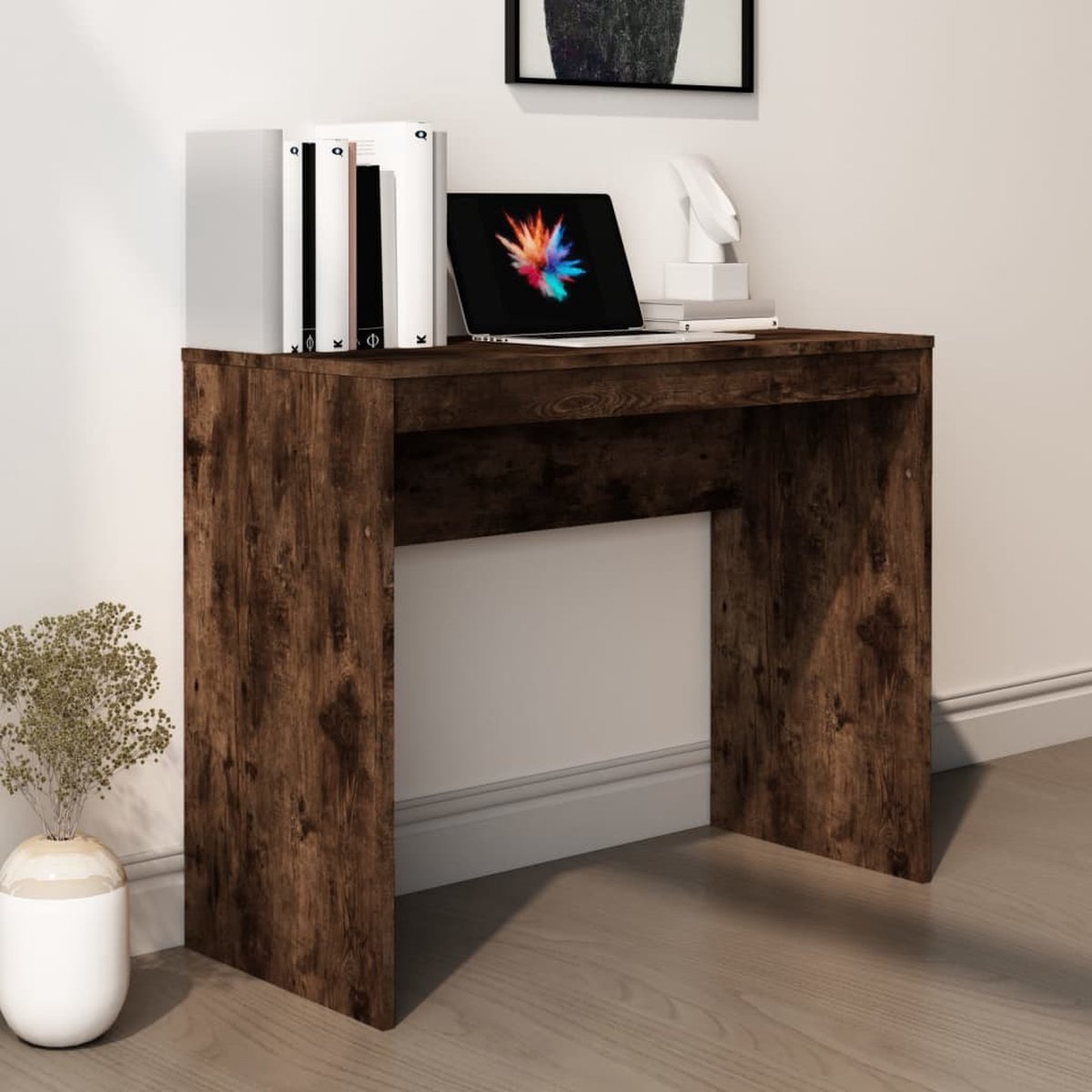 Vidaxl Bureau 90x40x72 Cm Bewerkt Hout Gerookt Eikenkleurig - Marrón