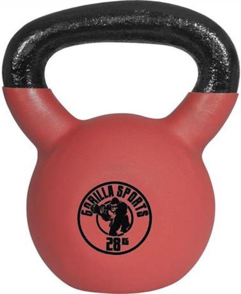 Gorilla Sports Kettlebell - Gietijzer (Rubber Coating) - 28 Kg